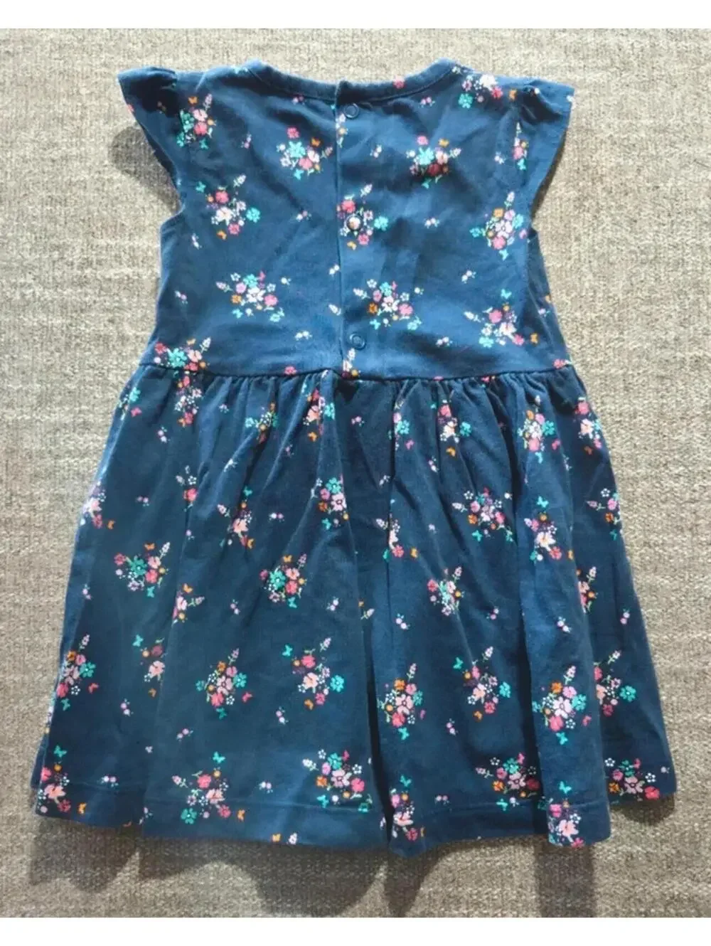 Carter's Child of Mine Navy Floral Dress 18M Pink Bow Toddler Girl #1076